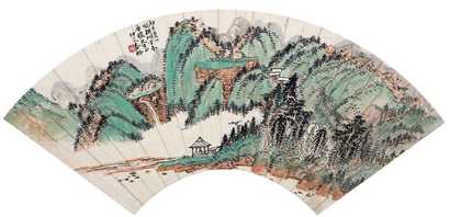 秦仲文 丙子（1936年）作 山水 扇面